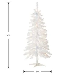 4 Ft. Pre-Lit Tinsel Collection White Iridescent Tree With Clear Lights -Christmas Trees Sales TT33 313 40 Silo Dim