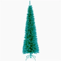 6 Ft. Tinsel Collection Turquoise Tree