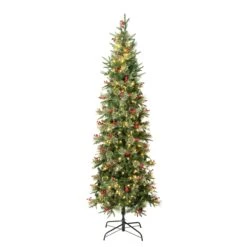 7.5 Ft. Pre-Lit Virginia Pine Mixed Slim Tree With Warm White LED Lights