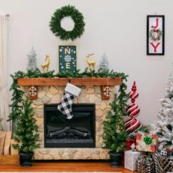 Pre-Lit Warm Welcome Assortment Set Of 2 Entrance Trees, 1 Wreath 13 Pre-Lit Warm Welcome Assortment Set Of 2 Entrance Trees, 1 Wreath -Christmas Trees Sales WB55 ASST 1 7