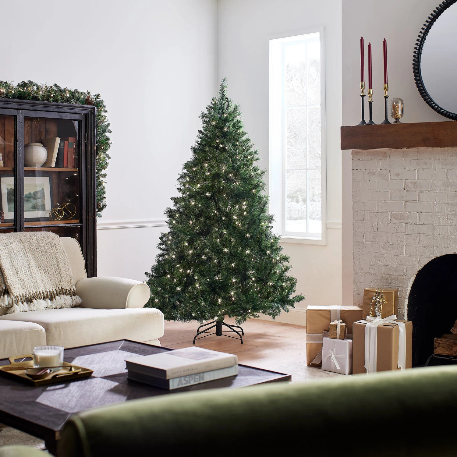 6.5 Ft. Pre-Lit Winchester Pine Tree With Clear Lights 7 6.5 Ft. Pre-Lit Winchester Pine Tree With Clear Lights - Image 7