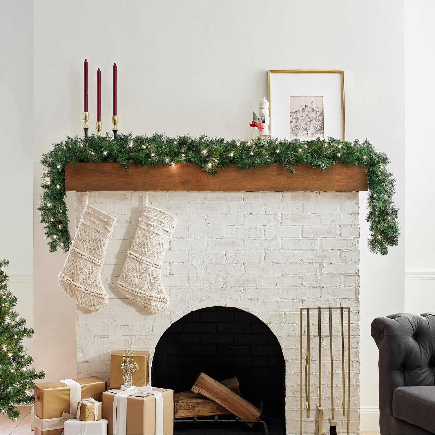 9 Ft. Pre-Lit Winchester Pine Garland With Clear Lights 2 9 Ft. Pre-Lit Winchester Pine Garland With Clear Lights - Image 2