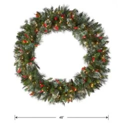 48 In. Pre-Lit Wintry Pine Wreath With Clear Lights 7 48 In. Pre-Lit Wintry Pine Wreath With Clear Lights -Christmas Trees Sales WP1 300 48W Silo Dim