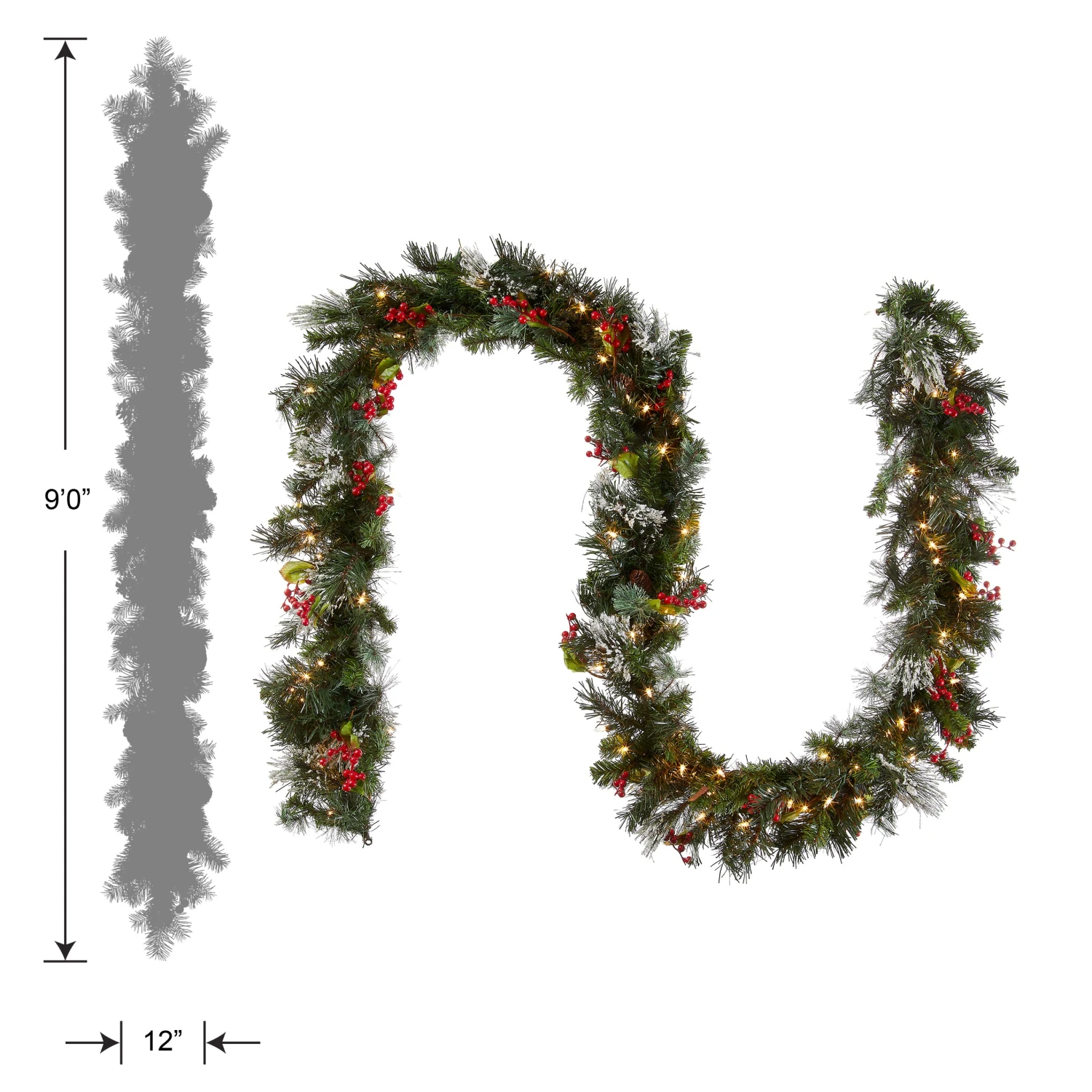 9 Ft. Pre-Lit Wintry Pine Garland With Clear Lights, Plug-In 4 9 Ft. Pre-Lit Wintry Pine Garland With Clear Lights, Plug-In - Image 4