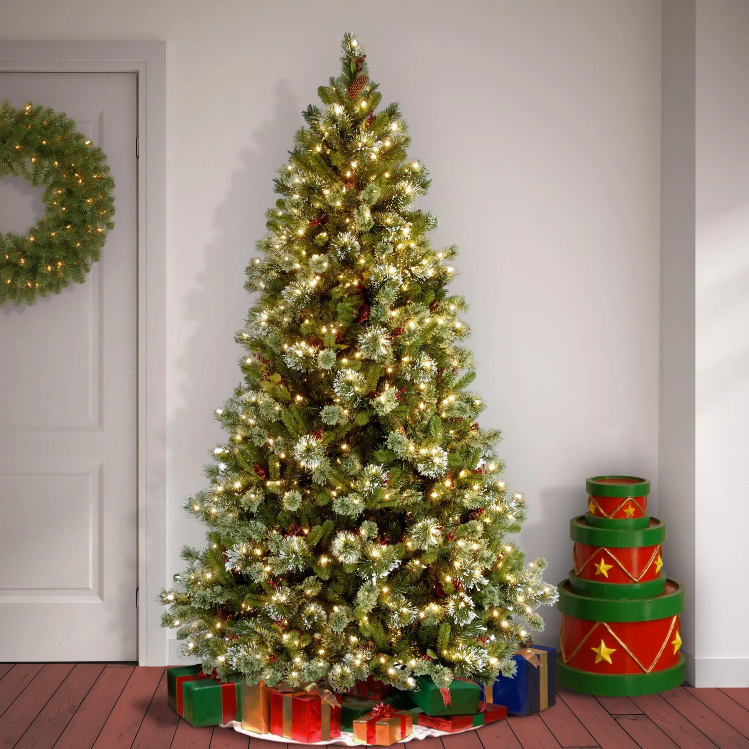 7.5 Ft. Pre-Lit Wintry Pine Medium Tree With Clear Lights 2 7.5 Ft. Pre-Lit Wintry Pine Medium Tree With Clear Lights - Image 2