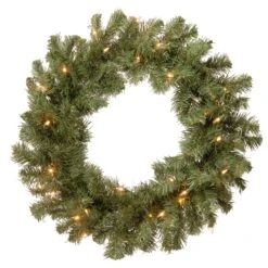 24 In. Pre-Lit Promotional Fir Wreath With Clear Lights