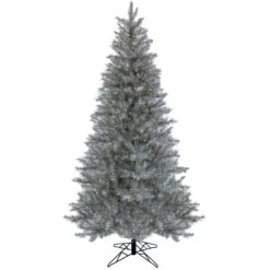 7.5 Ft. Pre-Lit Christmas Crystal Pine Silver Metallic Tree