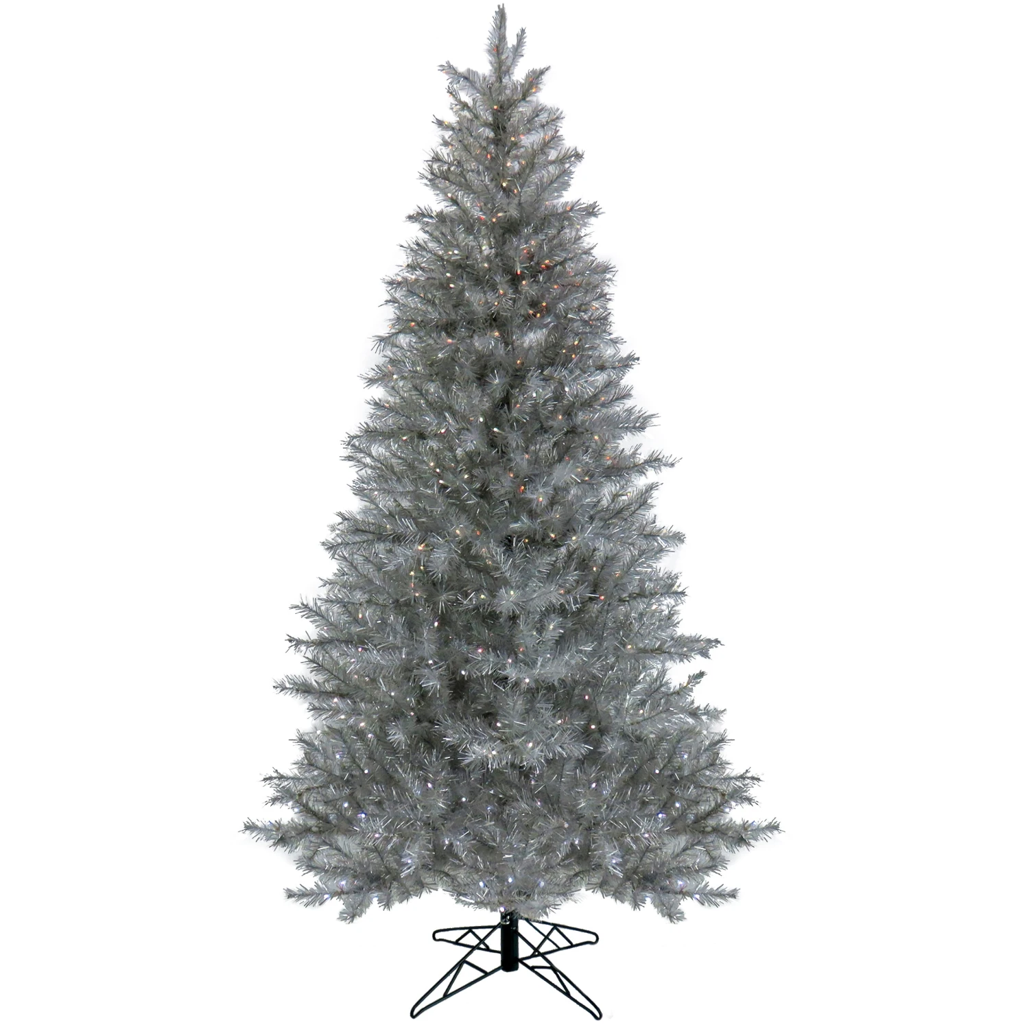 7.5 Ft. Pre-Lit Christmas Crystal Pine Silver Metallic Tree 1 7.5 Ft. Pre-Lit Christmas Crystal Pine Silver Metallic Tree
