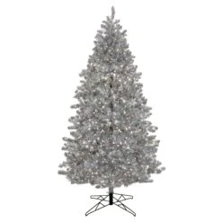 7.5 Ft. Pre-Lit Christmas Matt Silver Metallic Tree