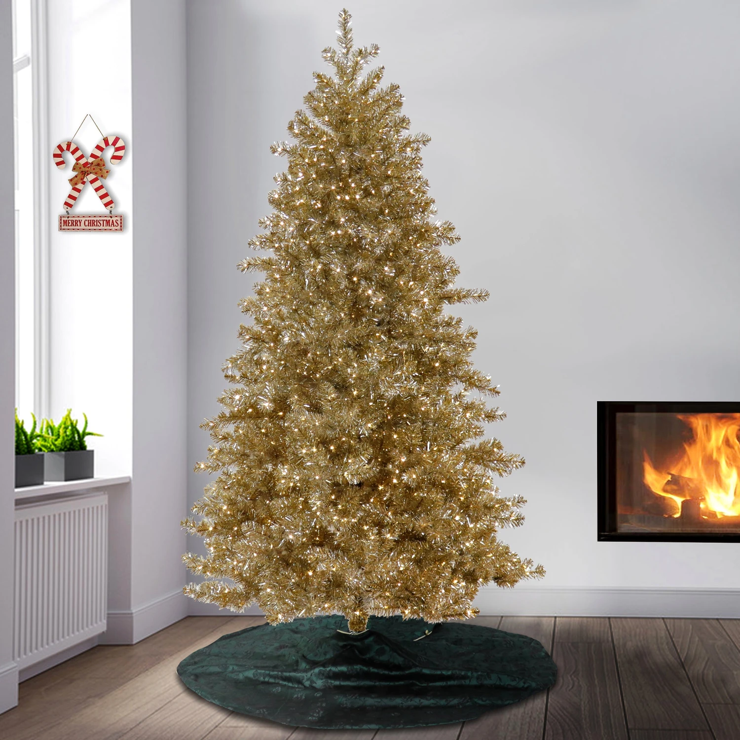 7.5 Ft. Pre-Lit Christmas Platinum Metallic Tree 2 7.5 Ft. Pre-Lit Christmas Platinum Metallic Tree - Image 2