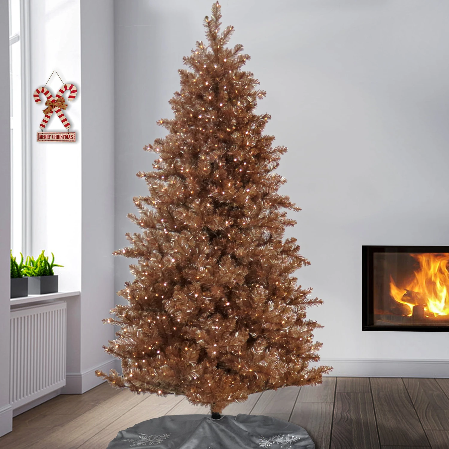 7.5 Ft. Pre-Lit Christmas Rose Gold Metallic Tree 2 7.5 Ft. Pre-Lit Christmas Rose Gold Metallic Tree - Image 2
