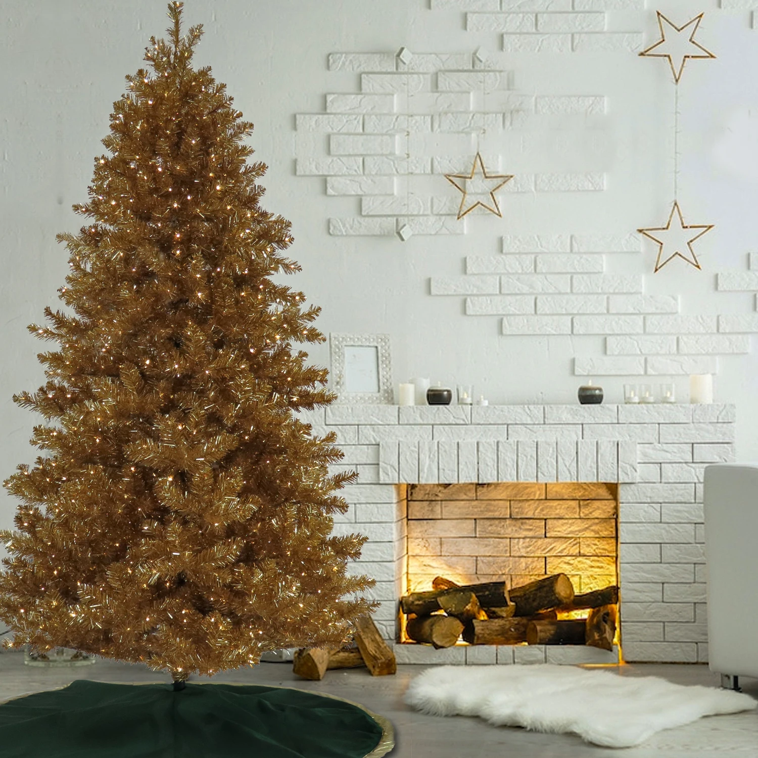 7.5 Ft. Pre-Lit Christmas True Gold Metallic Tree 2 7.5 Ft. Pre-Lit Christmas True Gold Metallic Tree - Image 2