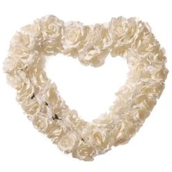 20 In. Valentine's Floral Heart White Roses Wreath