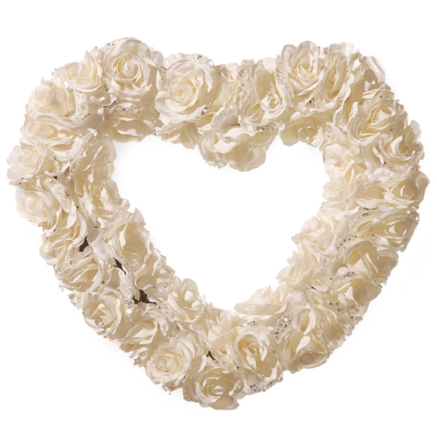 20 In. Valentine's Floral Heart White Roses Wreath 1 20 In. Valentine's Floral Heart White Roses Wreath
