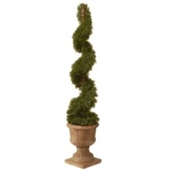 48 In. Upright Juniper Spiral Topiary Tree In A Decorative Urn