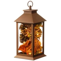 12 In. Decorative Fall Lantern With LED Lights
