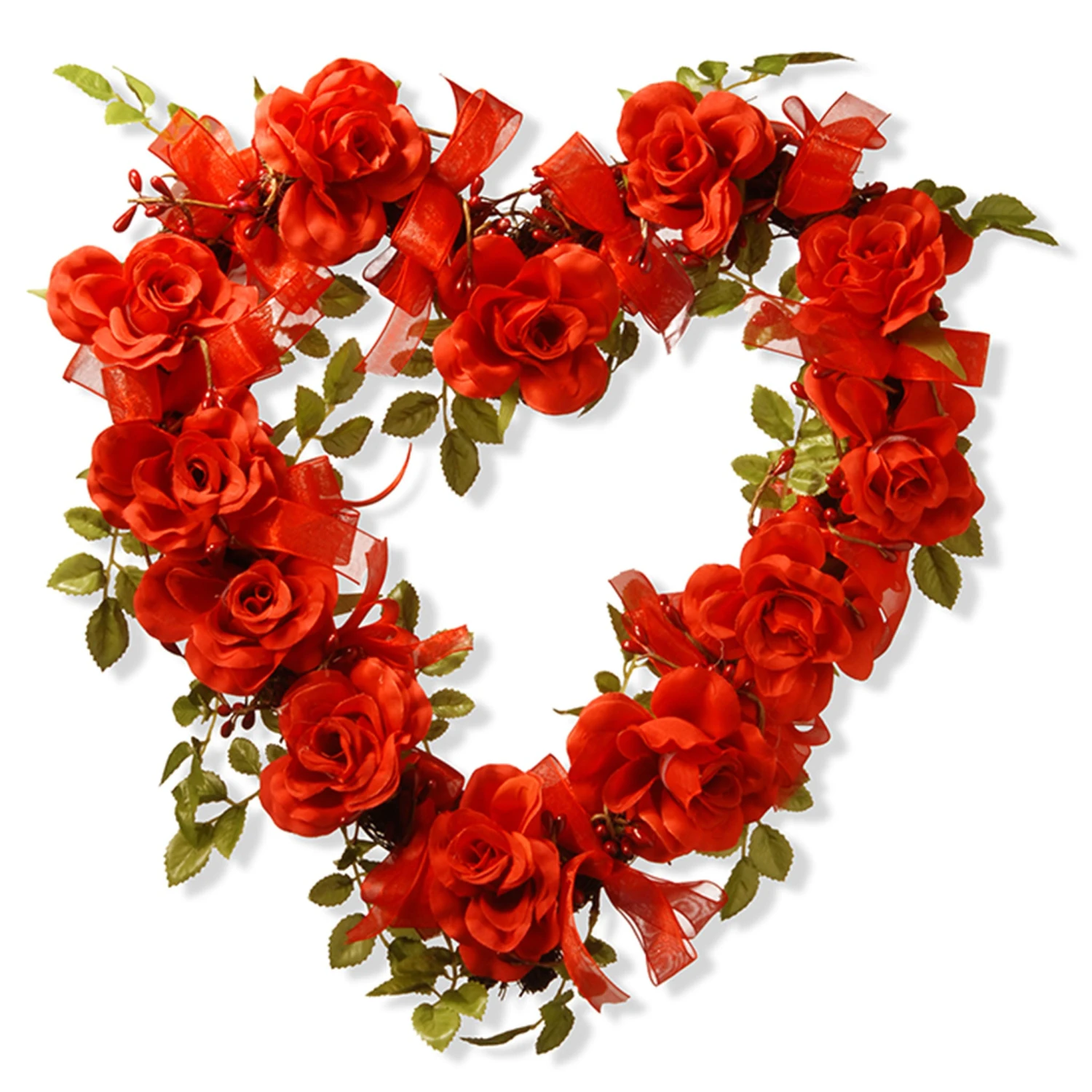 16 In. Valentine's Floral Heart Rose Wreath 1 16 In. Valentine's Floral Heart Rose Wreath