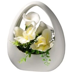 9 In. Spring White Lilies And Orchids Flower Pot