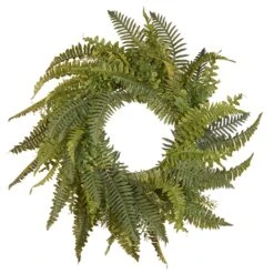 36 In. Spring Wreath With Fern Leaves And Flowing Green Stems
