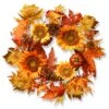 22 In. Fall Wreath With Sunflowers, Pinecones, Berry Clusters, Acorns, Pumpkins, Maple Leaves