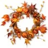 21 In. Fall Wreath With Pumpkins, Gourds, Pinecones, Berry Clusters, Maple Leaves
