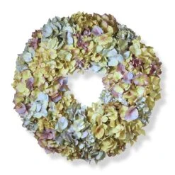 19 In. Spring Wreath With Mixed, Colorful Hydrangea Blooms