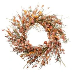22 In. Fall Wreath With Wildflowers, Stems, Stalks