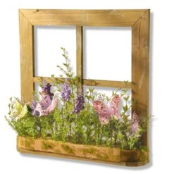 14 In. Spring Lavender Flowers And Butterflies Window Decoration