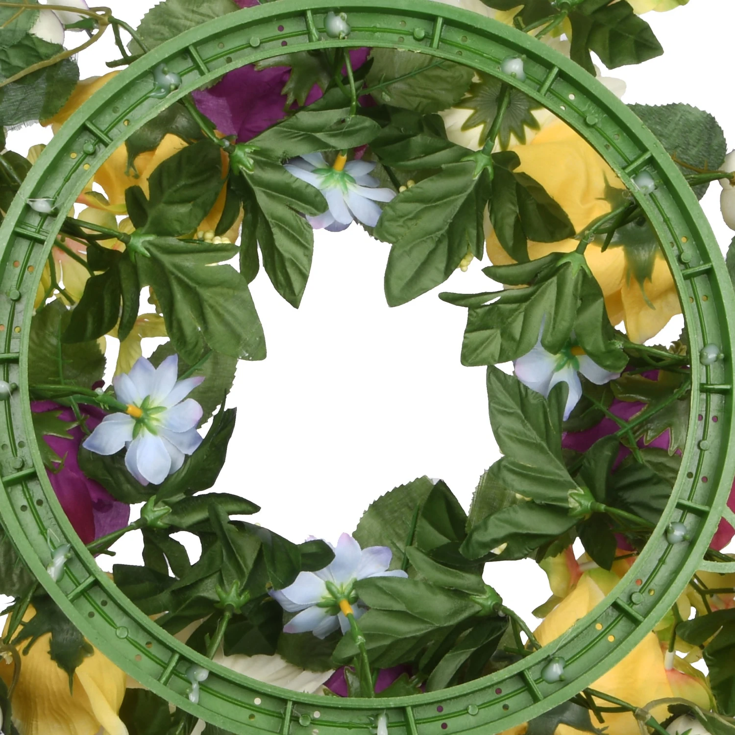 18 In. Spring Wreath With Colorful Daisies, Hydrangeas, Roses, Leafy Greens 3 18 In. Spring Wreath With Colorful Daisies, Hydrangeas, Roses, Leafy Greens - Image 3