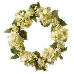 24 In. Spring Wreath With Hydrangea Blooms, Berry Clusters, Leafy Greens