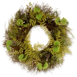 24 In. Spring Wreath With Fern Leaves, Lavender, Leafy Greens
