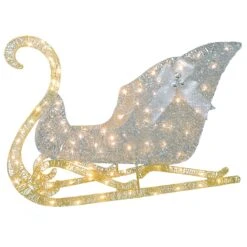 48 In. Santas Sleigh With Cool White LED Lights