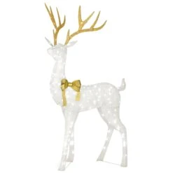 86 In. Pre-lit Crystal White Standing Buck