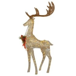 55 In. Pre-lit Crystal Champagne Standing Buck