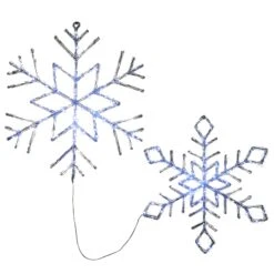 24 In. And 20 In. Ice Crystal Snowflakes With LED Lights