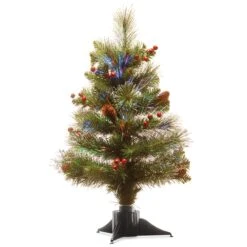 2 Ft. Pre-Lit Fiber Optic Crestwood Tree