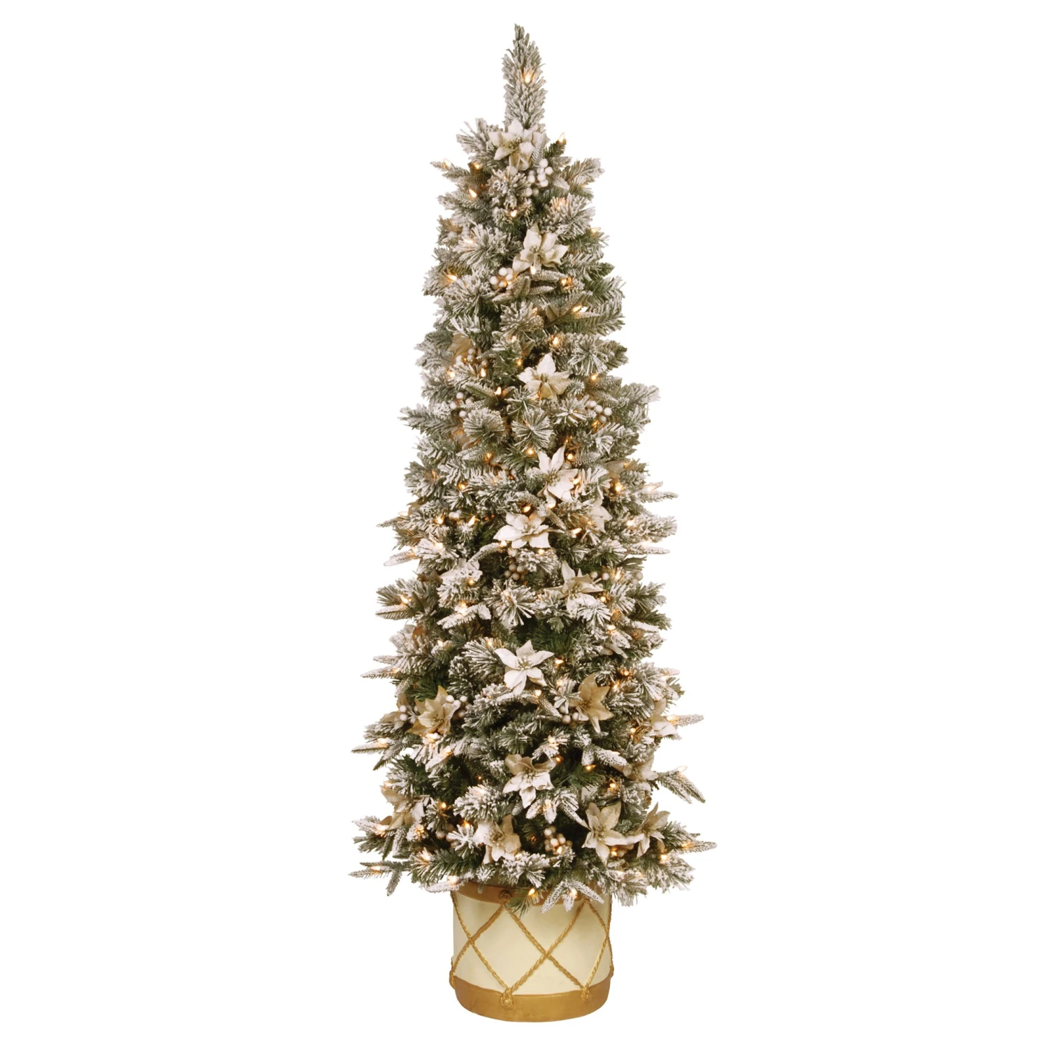 6 Ft. Pre-Lit Frosted Colonial Slim Half Tree With Clear Lights 1 6 Ft. Pre-Lit Frosted Colonial Slim Half Tree With Clear Lights