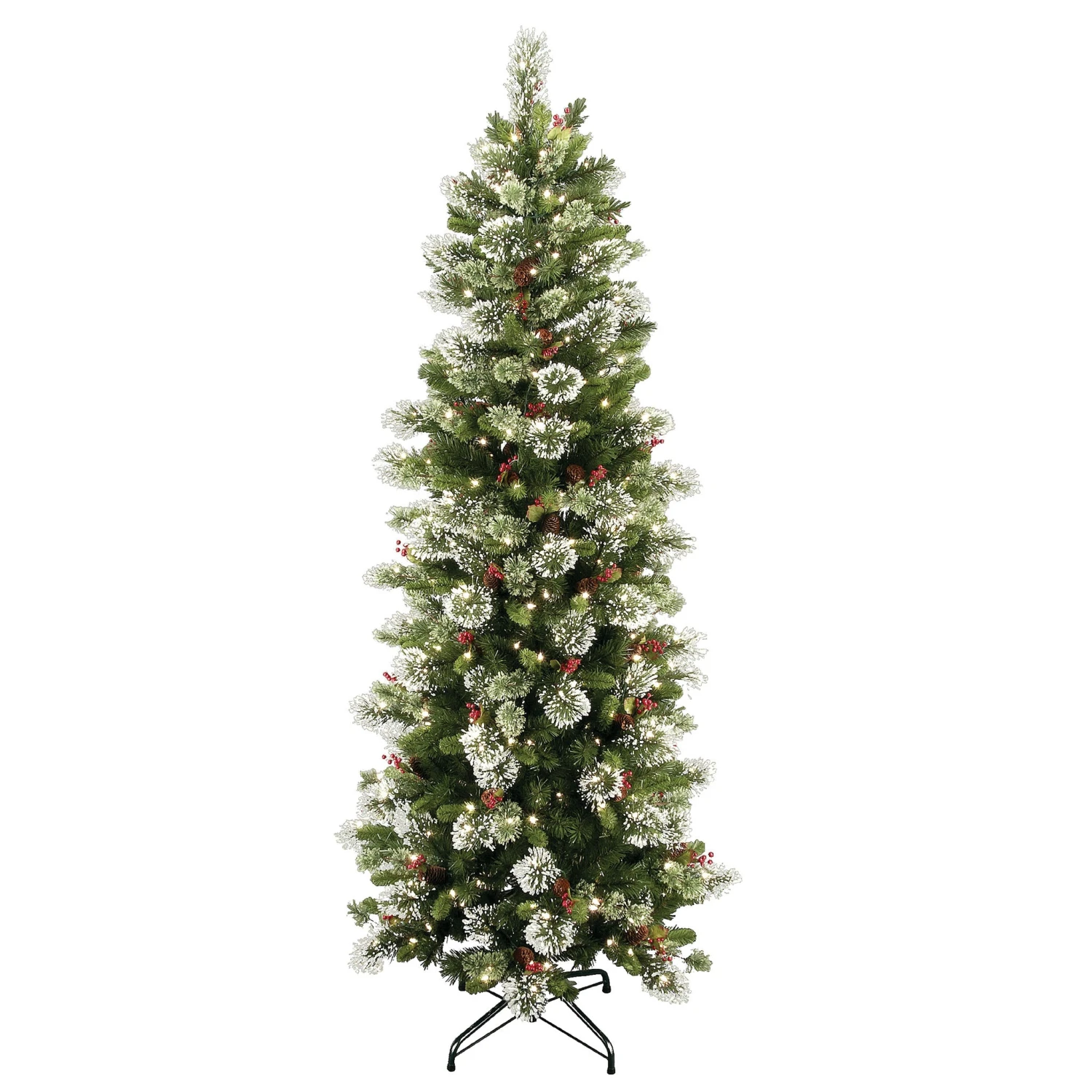 7.5 Ft. Pre-Lit Wintry Pine Slim Tree With Clear Lights 1 7.5 Ft. Pre-Lit Wintry Pine Slim Tree With Clear Lights