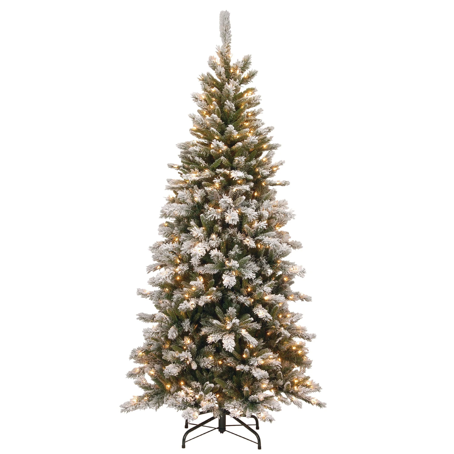 7.5 Ft. Pre-Lit Snowy Mountain Pine Slim Tree With Clear Lights 1 7.5 Ft. Pre-Lit Snowy Mountain Pine Slim Tree With Clear Lights