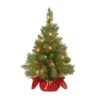 2 Ft. Pre-Lit Majestic Fir Tree With Clear Lights, Burgandy Base