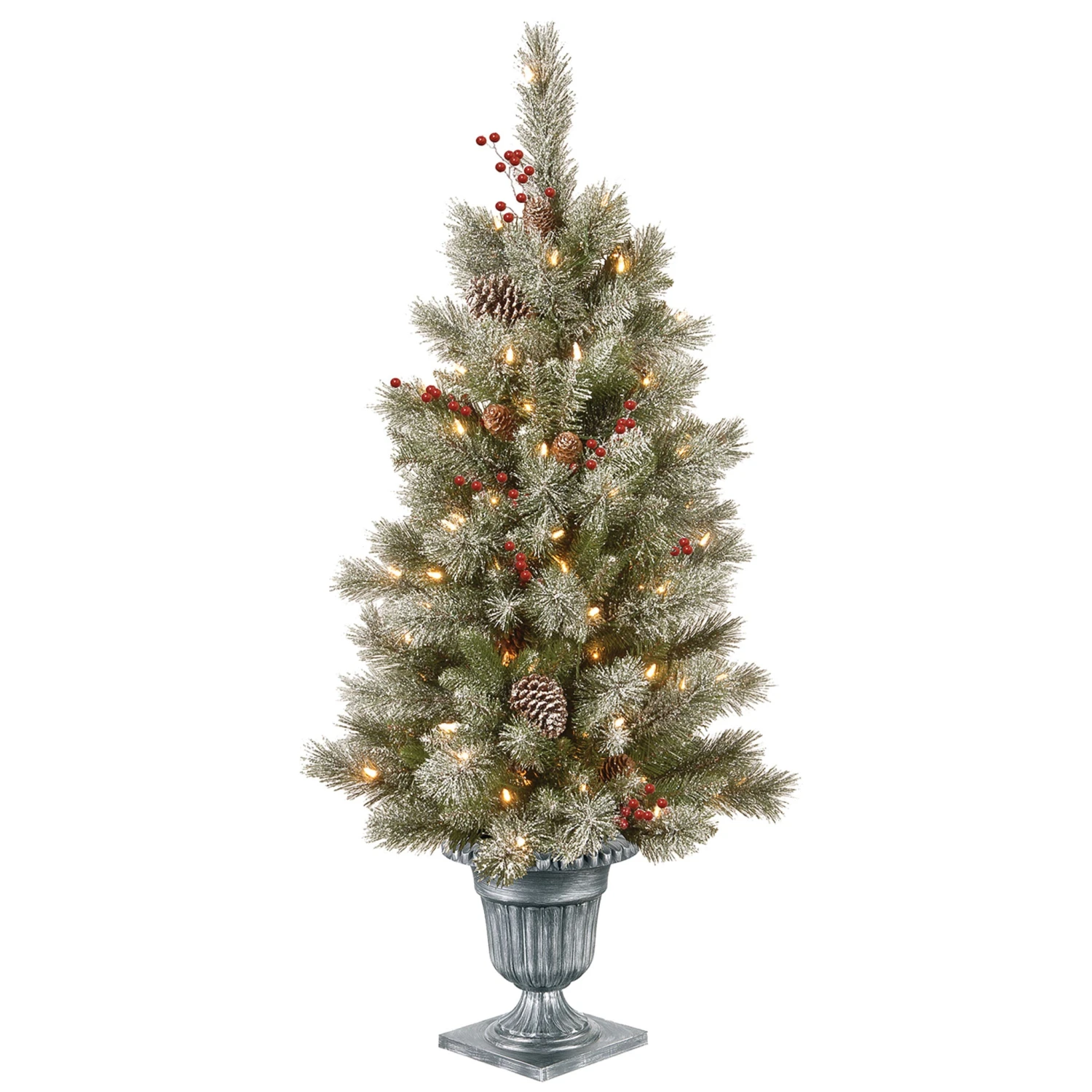 4 Ft. Pre-Lit Snowy Bristle Berry Tree With Clear Lights 1 4 Ft. Pre-Lit Snowy Bristle Berry Tree With Clear Lights