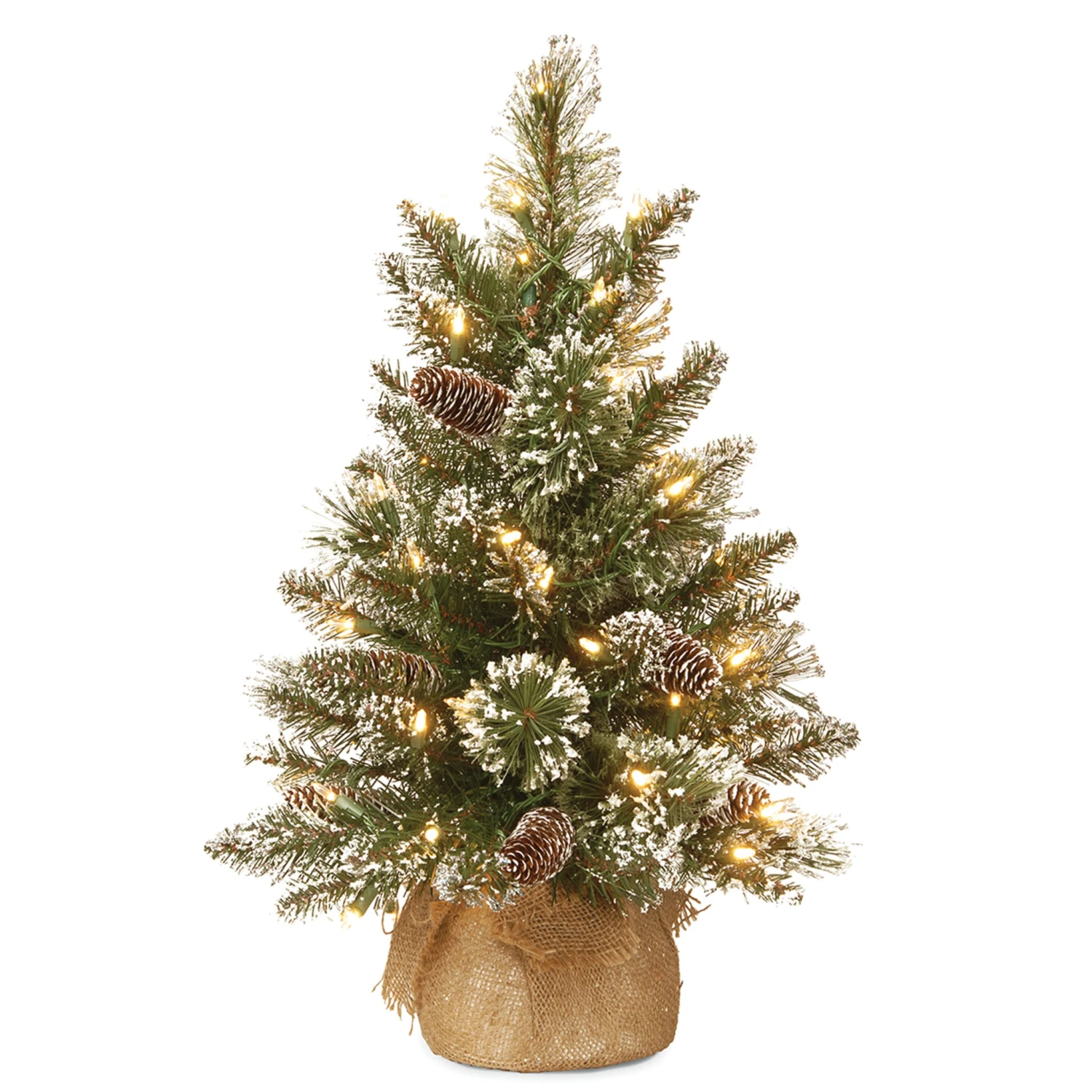 2 Ft. Pre-Lit Glittery Bristle Tree With LED Lights 1 2 Ft. Pre-Lit Glittery Bristle Tree With LED Lights