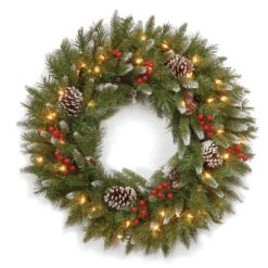 24 In. Pre-Lit Frosted Berry Wreath With Clear Lights, Plug-In 10 24 In. Pre-Lit Frosted Berry Wreath With Clear Lights, Plug-In -Christmas Trees Sales website images 5 0010s 0001 FRB 24WLO