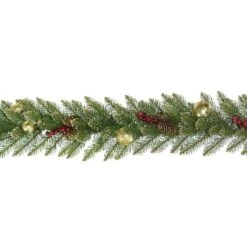 9 Ft. Pre-Lit Dunhill Fir Glittery Gold Garland With LED Lights