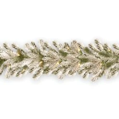 9 Ft. Pre-Lit Snowy Sheffield Spruce Garland With Clear Lights