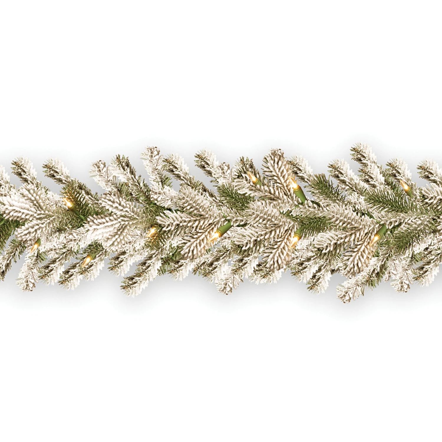 9 Ft. Pre-Lit Snowy Sheffield Spruce Garland With Clear Lights 1 9 Ft. Pre-Lit Snowy Sheffield Spruce Garland With Clear Lights