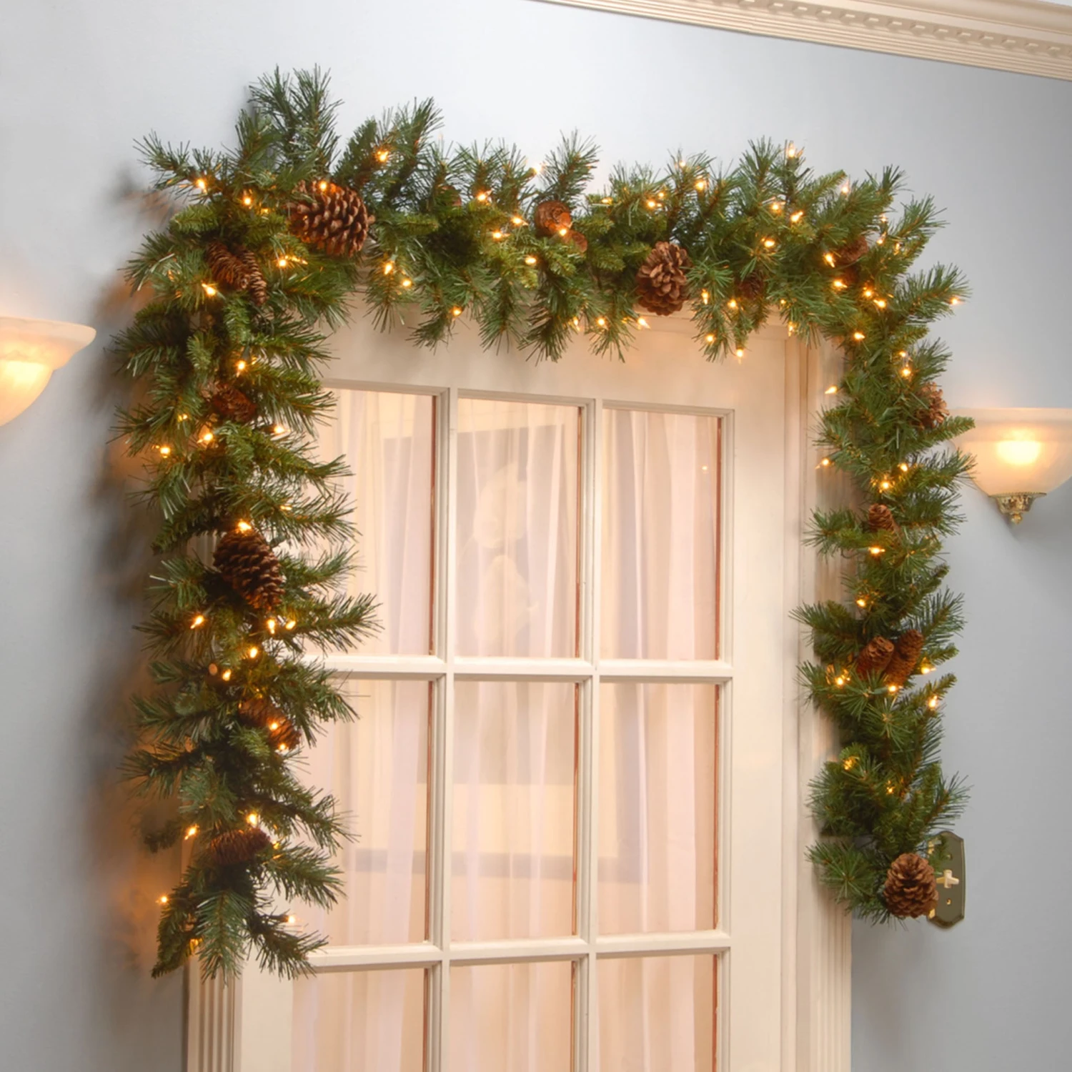 9 Ft. Pre-Lit Pine Cone Garland With Clear Lights 2 9 Ft. Pre-Lit Pine Cone Garland With Clear Lights - Image 2