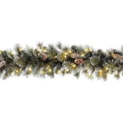 9 Ft. Pre-Lit Glittery Pine Garland With Clear Lights