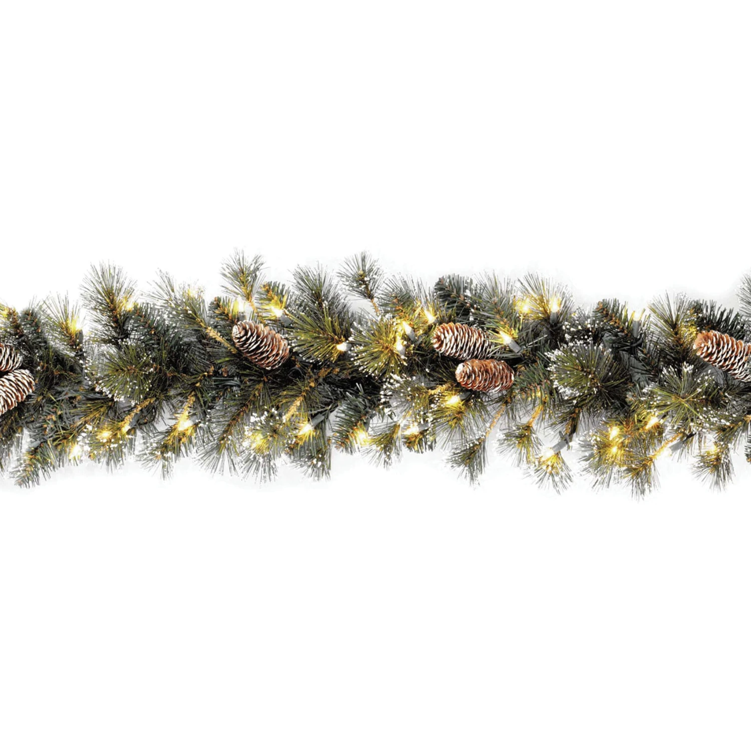 9 Ft. Pre-Lit Glittery Pine Garland With Clear Lights 1 9 Ft. Pre-Lit Glittery Pine Garland With Clear Lights
