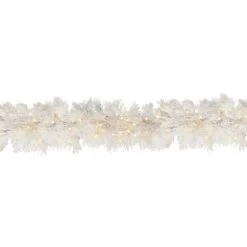 9 Ft. Pre-Lit Wispy Willow White Garland With Clear Lights